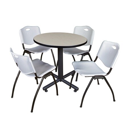 Kobe Kobe Round Table & Chair Set, Wood, Metal, Plastic Top, Maple TKB30RNDPL47GY